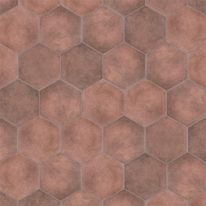 SomerTile - Matter Hexagon 7" x 9" Porcelain Tile - Red