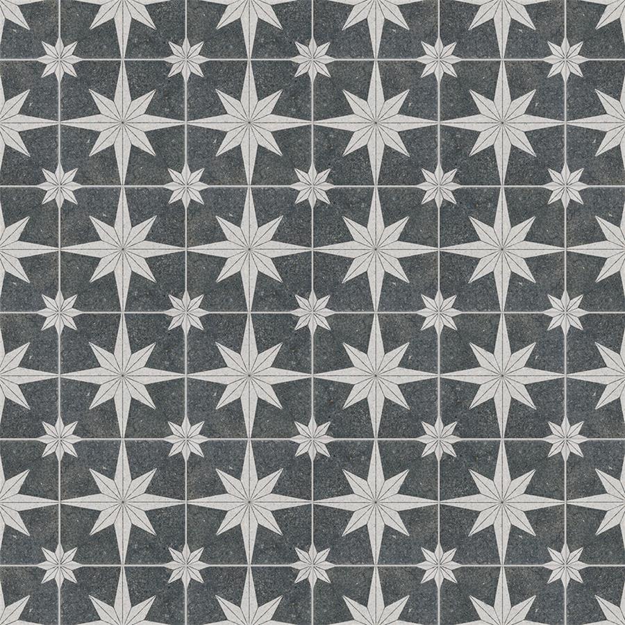 SomerTile - Compass Star 8&quot; x 8&quot; Porcelain Tile - Lava Stone Variation View