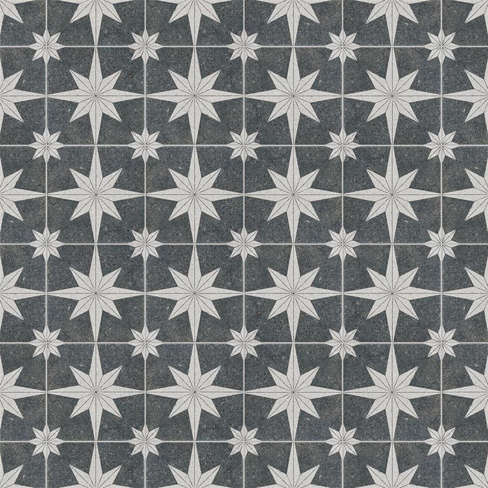 SomerTile - Compass Star 8" x 8" Porcelain Tile - Lava Stone Variation View