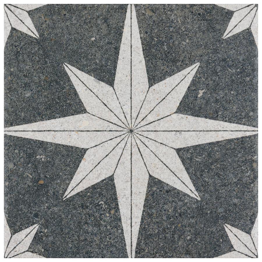 SomerTile - Compass Star 8&quot; x 8&quot; Porcelain Tile - Lava Stone