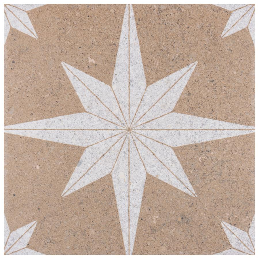 SomerTile - Compass Star 8 x 8 Porcelain Tile - Sand Stone - Floorzz