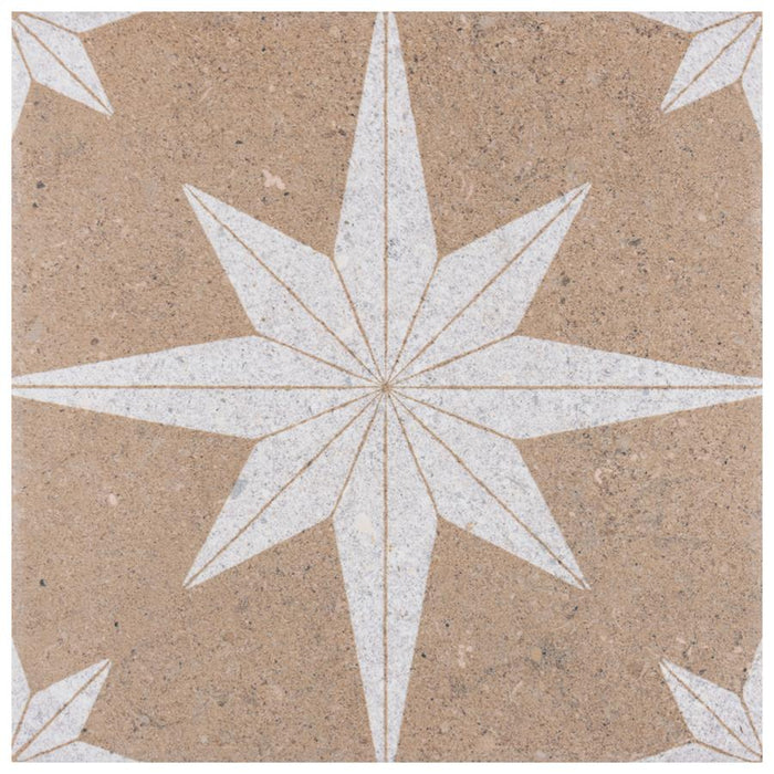 SomerTile - Compass Star 8" x 8" Porcelain Tile - Sand Stone