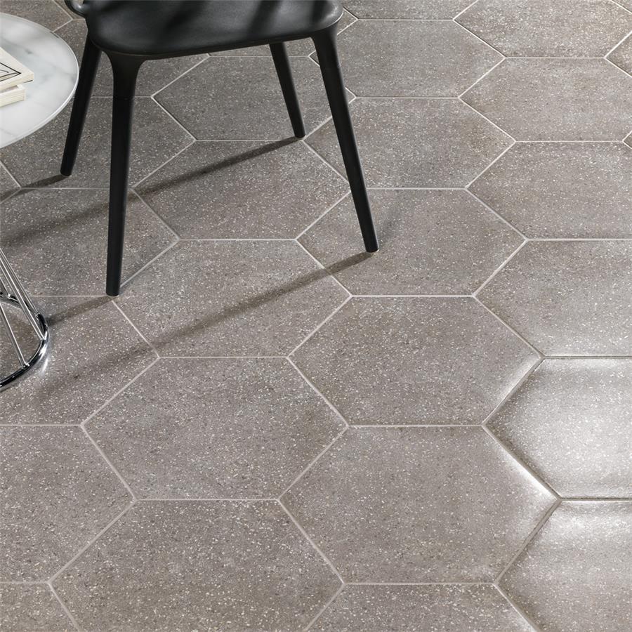 SomerTile - Palazzo Hexagon Porcelain Tile - Nuvola Floor Install