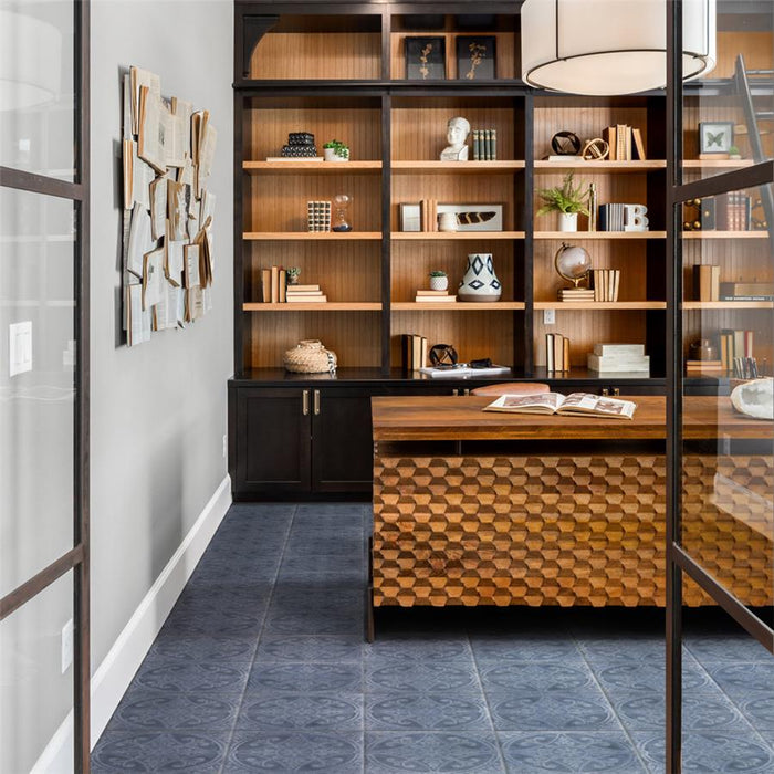 SomerTile - Saja 13" x 13" Floor & Wall Tile  - Cyan Floor Install