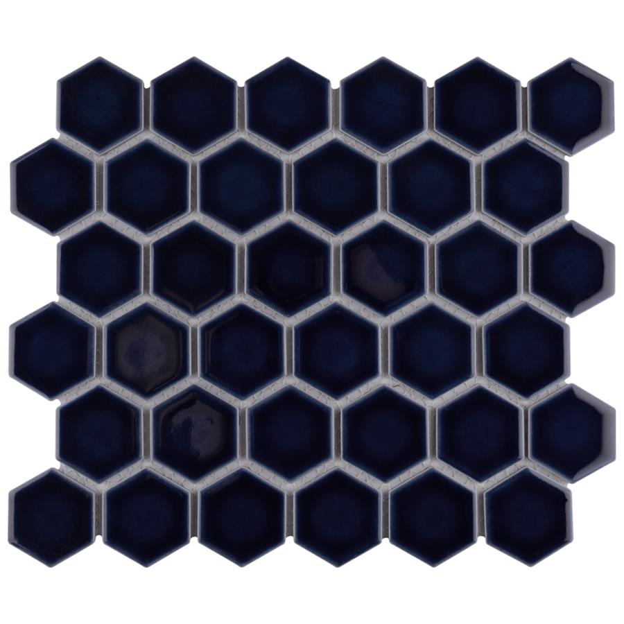 SomerTile - Hudson Due 2" Hex Mosaic - Smoky Blue