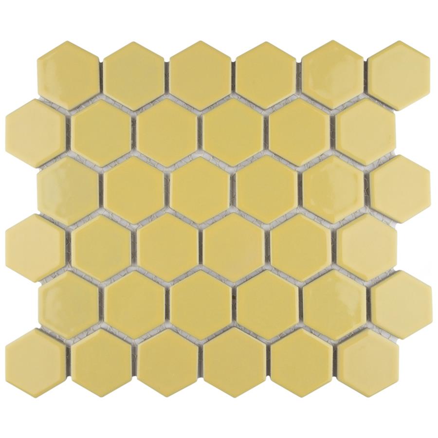 SomerTile - Hudson Due 2" Hex Mosaic - Vintage Yellow