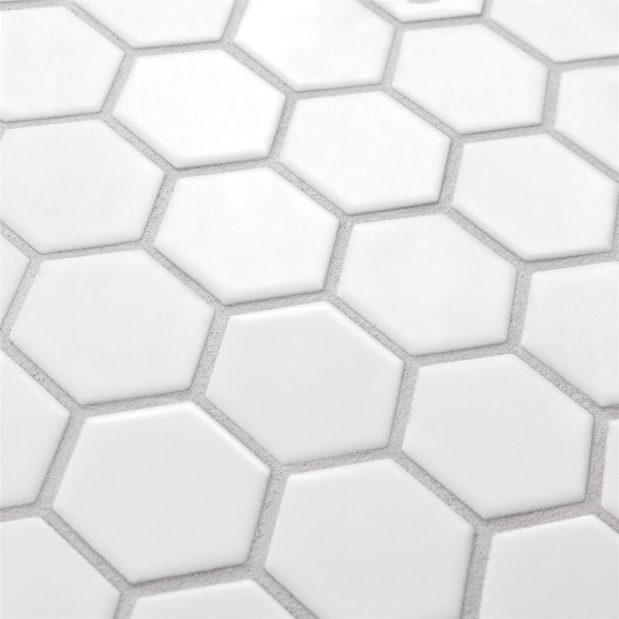 SomerTile - Hudson Due 2&quot; Hex Mosaic - Matte White Close View