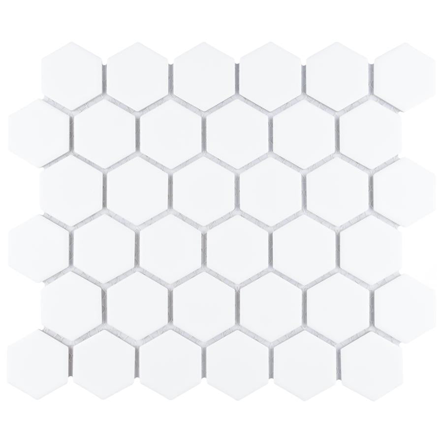 SomerTile - Hudson Due 2" Hex Mosaic - Matte White