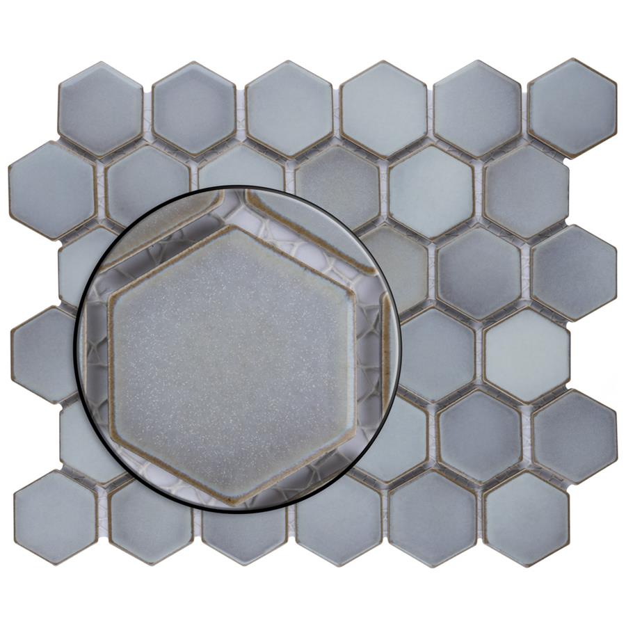 SomerTile - Hudson Due 2&quot; Hex Mosaic - Grey Eye Close