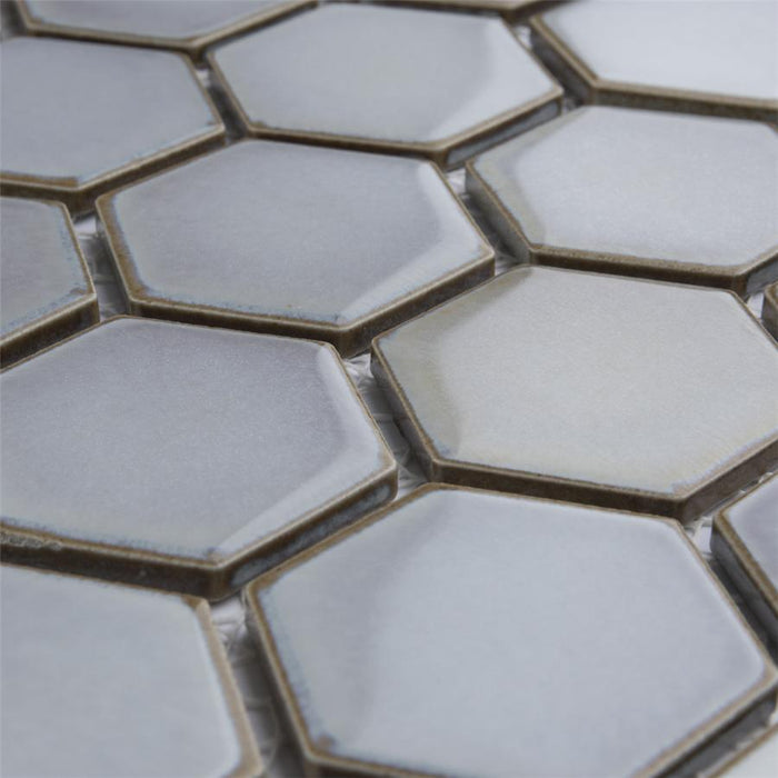 SomerTile - Hudson Due 2" Hex Mosaic - Grey Eye Close View