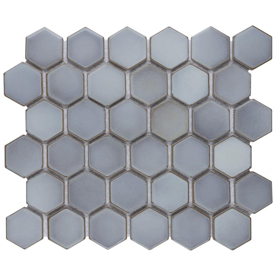 SomerTile - Hudson Due 2&quot; Hex Mosaic - Grey Eye