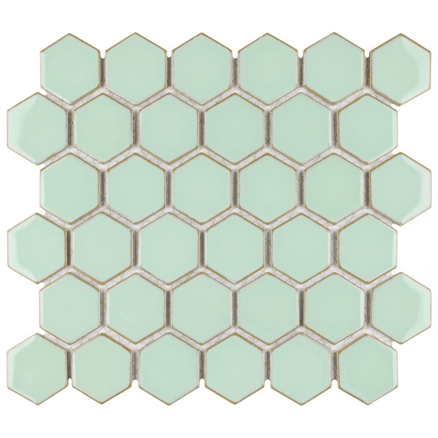 SomerTile - Hudson Due 2&quot; Hex Mosaic - Light Green