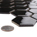 SomerTile - Hudson Due 2" Hex Mosaic - Glossy Black Close
