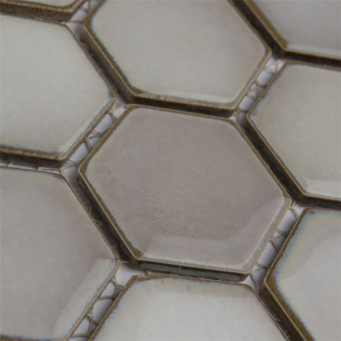 SomerTile - Hudson Due 2" Hex Mosaic - Dove Grey Close View