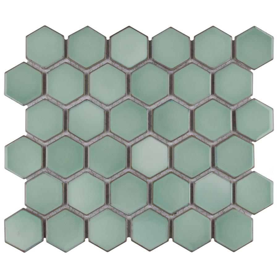 SomerTile - Hudson Due 2&quot; Hex Mosaic - Mint Green