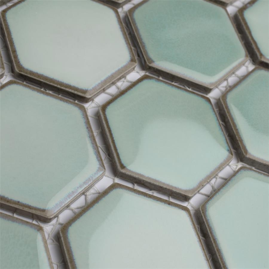 SomerTile - Hudson Due 2&quot; Hex Mosaic - Mint Green Close View