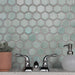 SomerTile - Hudson Due 2" Hex Mosaic - Mint Green Installed