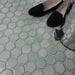SomerTile - Hudson Due 2" Hex Mosaic - Mint Green Floor Install