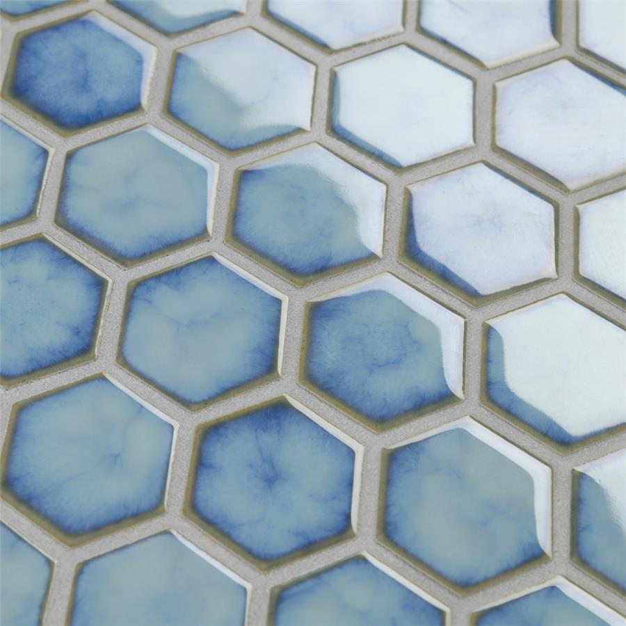 SomerTile - Hudson Due 2" Hex Mosaic - Marine