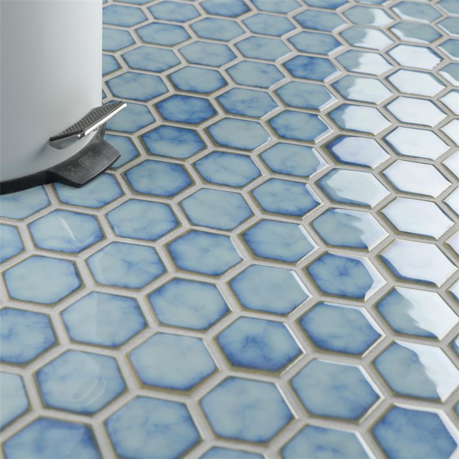 SomerTile - Hudson Due 2&quot; Hex Mosaic - Marine Floor Install