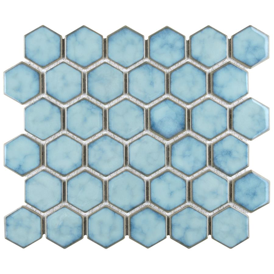 SomerTile - Hudson Due 2" Hex Mosaic - Marine