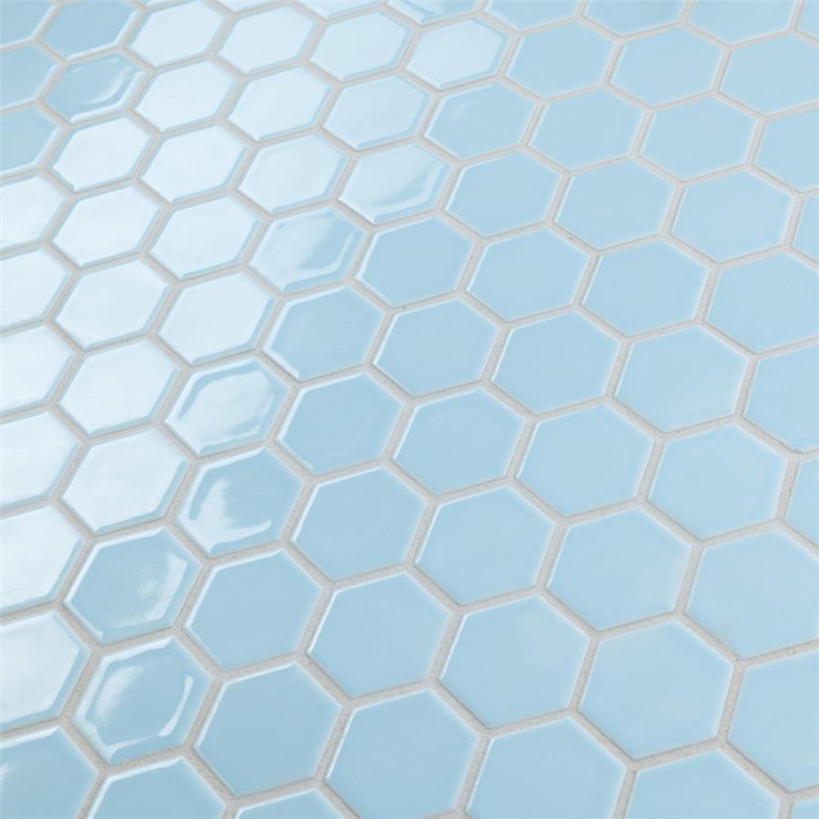 SomerTile - Hudson Due 2" Hex Mosaic - Cashmere Blue