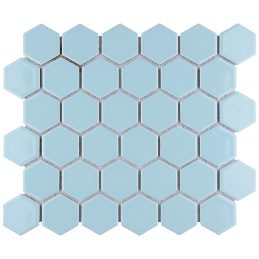 SomerTile - Hudson Due 2" Hex Mosaic - Cashmere Blue