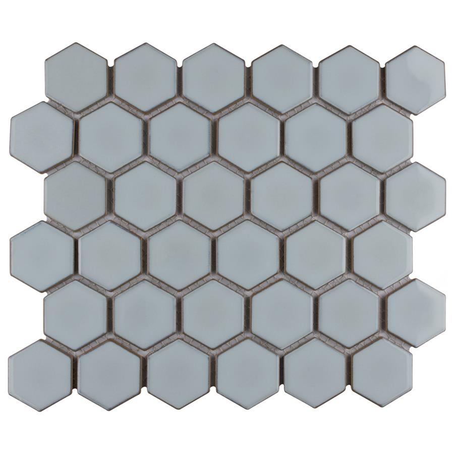 SomerTile - Hudson Due 2" Hex Mosaic - Silk White