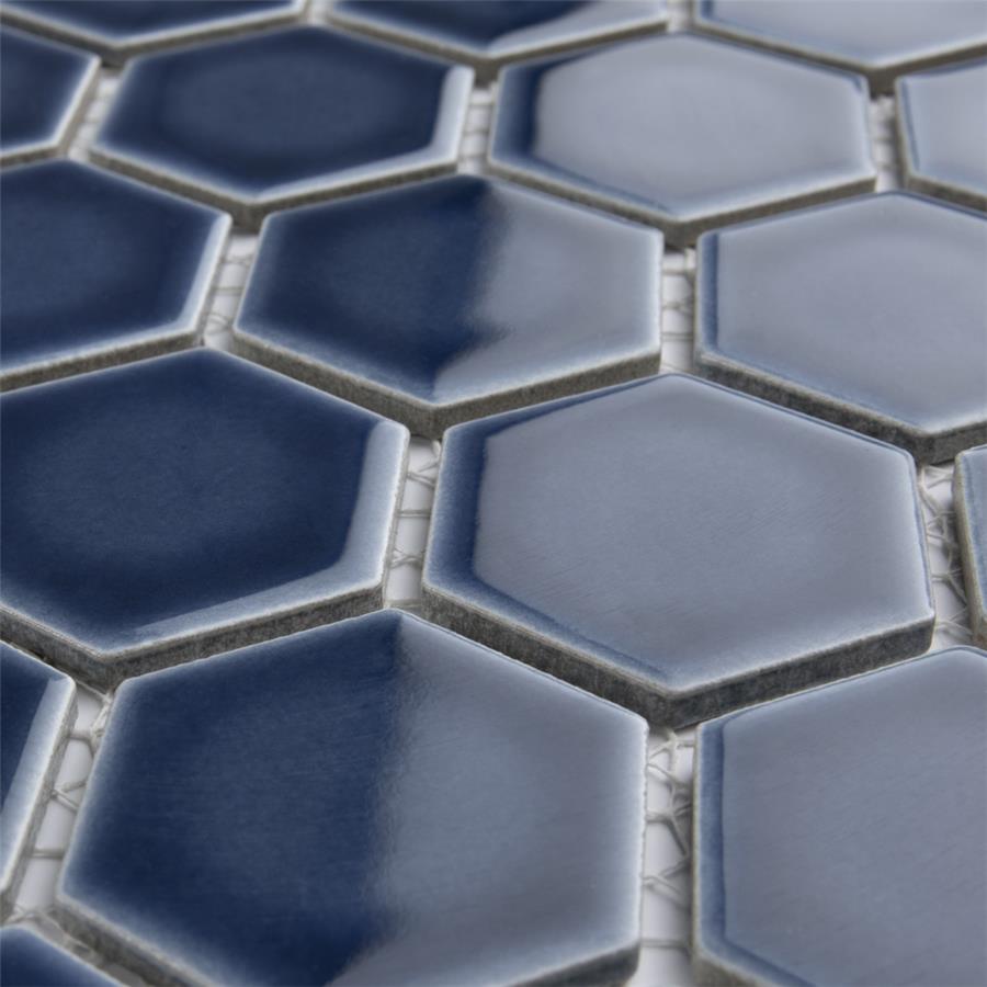 SomerTile - Hudson Due 2&quot; Hex Mosaic - Denim Blue Close View