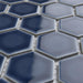 SomerTile - Hudson Due 2" Hex Mosaic - Denim Blue Close View