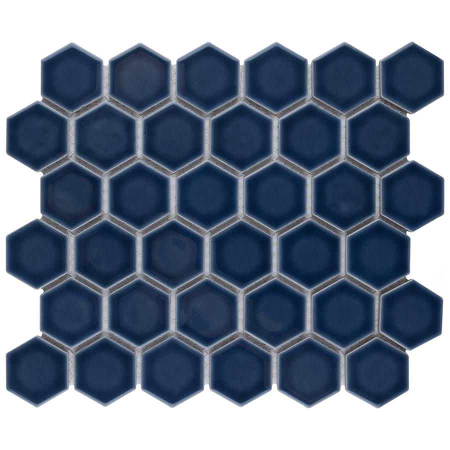 SomerTile - Hudson Due 2" Hex Mosaic - Denim Blue