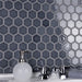 SomerTile - Hudson Due 2" Hex Mosaic - Storm Grey Wall Install