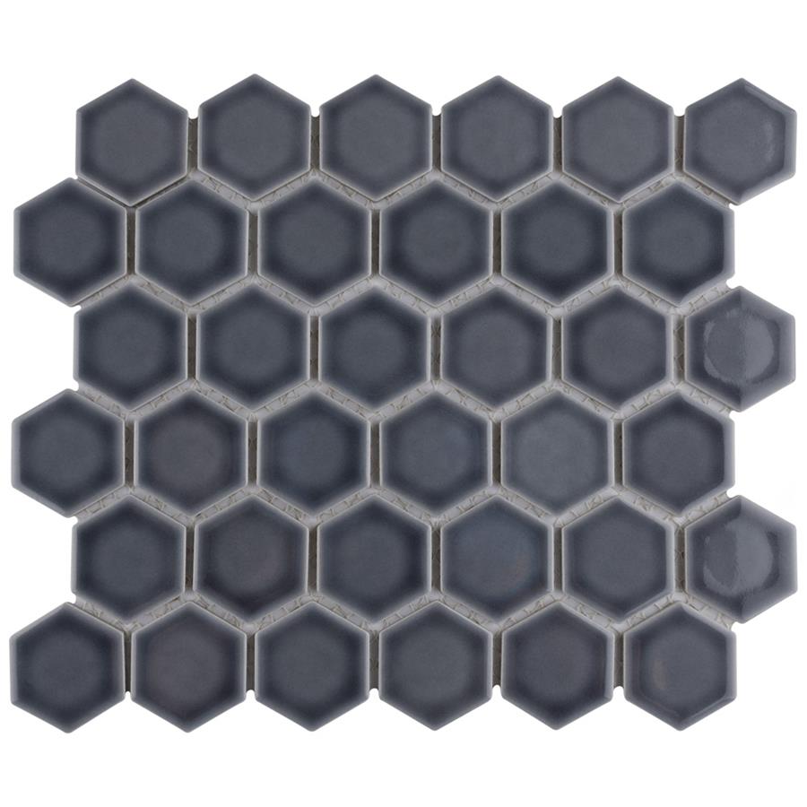 SomerTile - Hudson Due 2" Hex Mosaic - Storm Grey