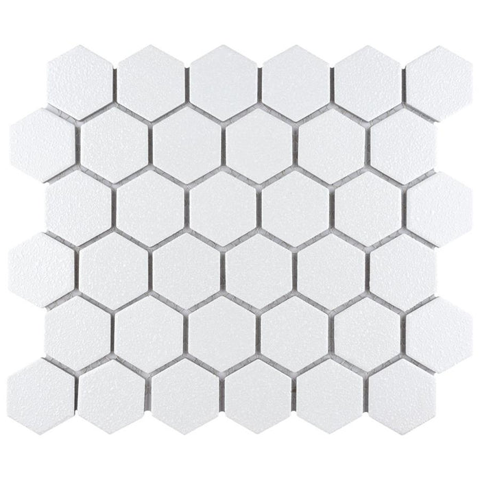 SomerTile - Hudson Due 2" Hex Mosaic - Crystalline White