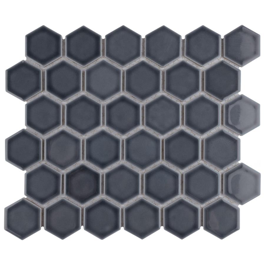 SomerTile - Hudson Due 2&quot; Hex Mosaic - Imperial Grey