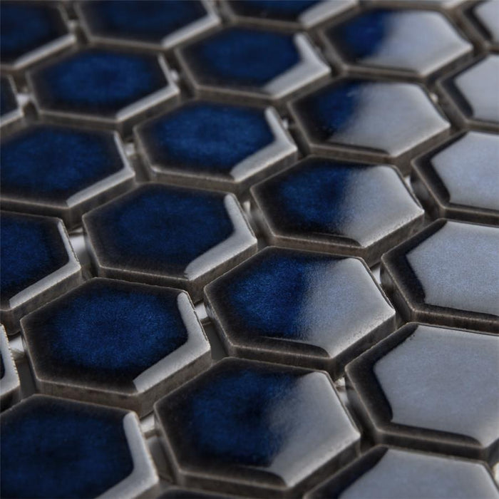 SomerTile - Tribeca Hex 1" Mosaic - Glossy Cobalt
