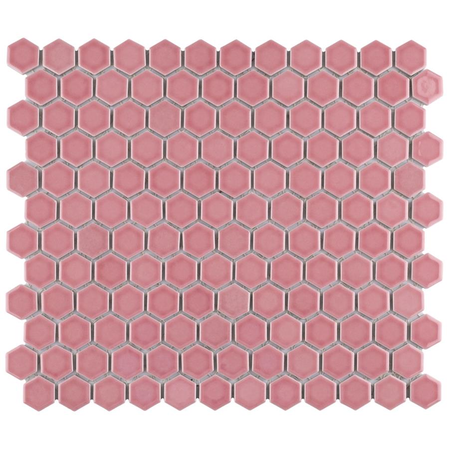 SomerTile - Tribeca Hex 1&quot; Mosaic - Glossy Blush