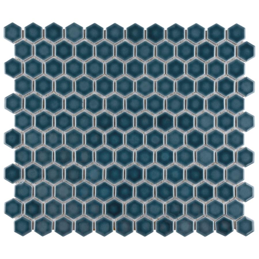 SomerTile - Tribeca Hex 1" Mosaic - Glacier Blue