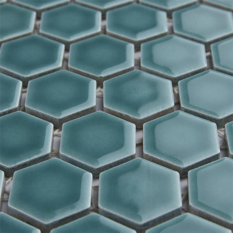 SomerTile - Tribeca Hex 1&quot; Mosaic - Jade Close View