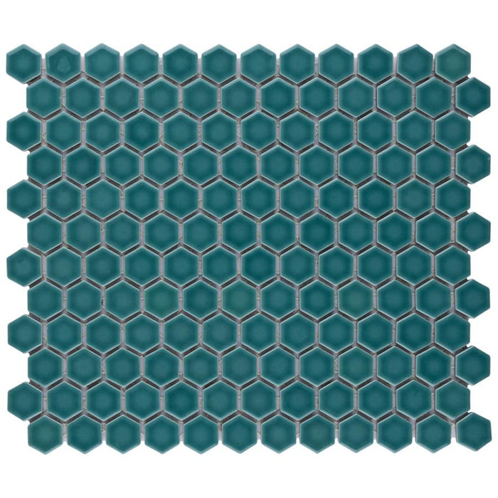 SomerTile - Tribeca Hex 1" Mosaic - Jade