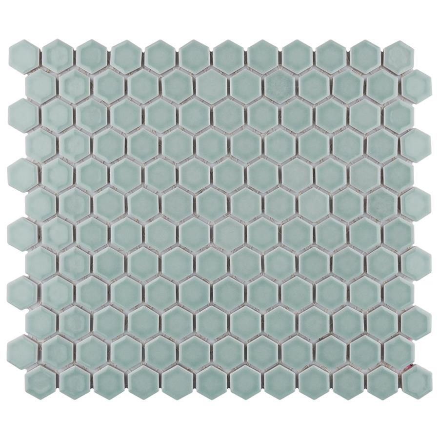 SomerTile - Tribeca Hex 1" Mosaic - Glossy Mist