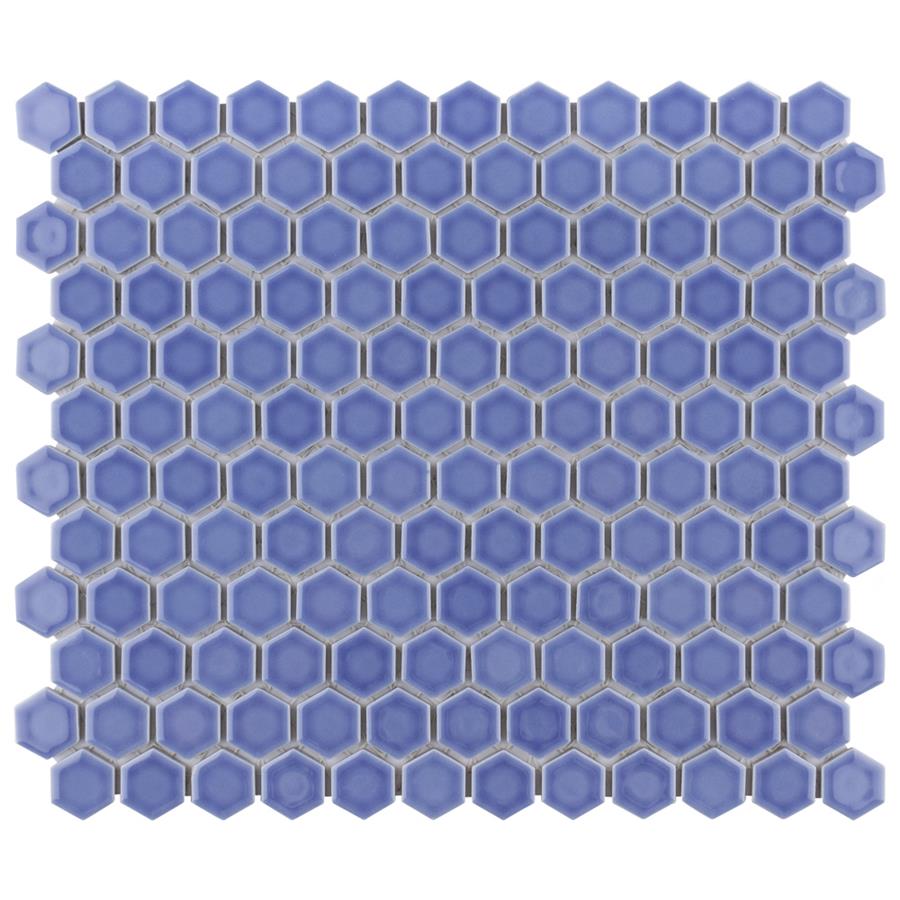 SomerTile - Tribeca Hex 1" Mosaic - Glossy Periwinkle