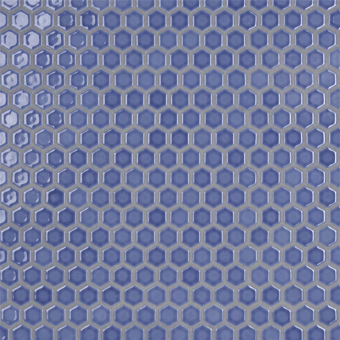 SomerTile - Tribeca Hex 1" Mosaic - Glossy Periwinkle
