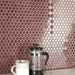 SomerTile - Tribeca Hex 1" Mosaic - Glossy Rusty Red Wall Install