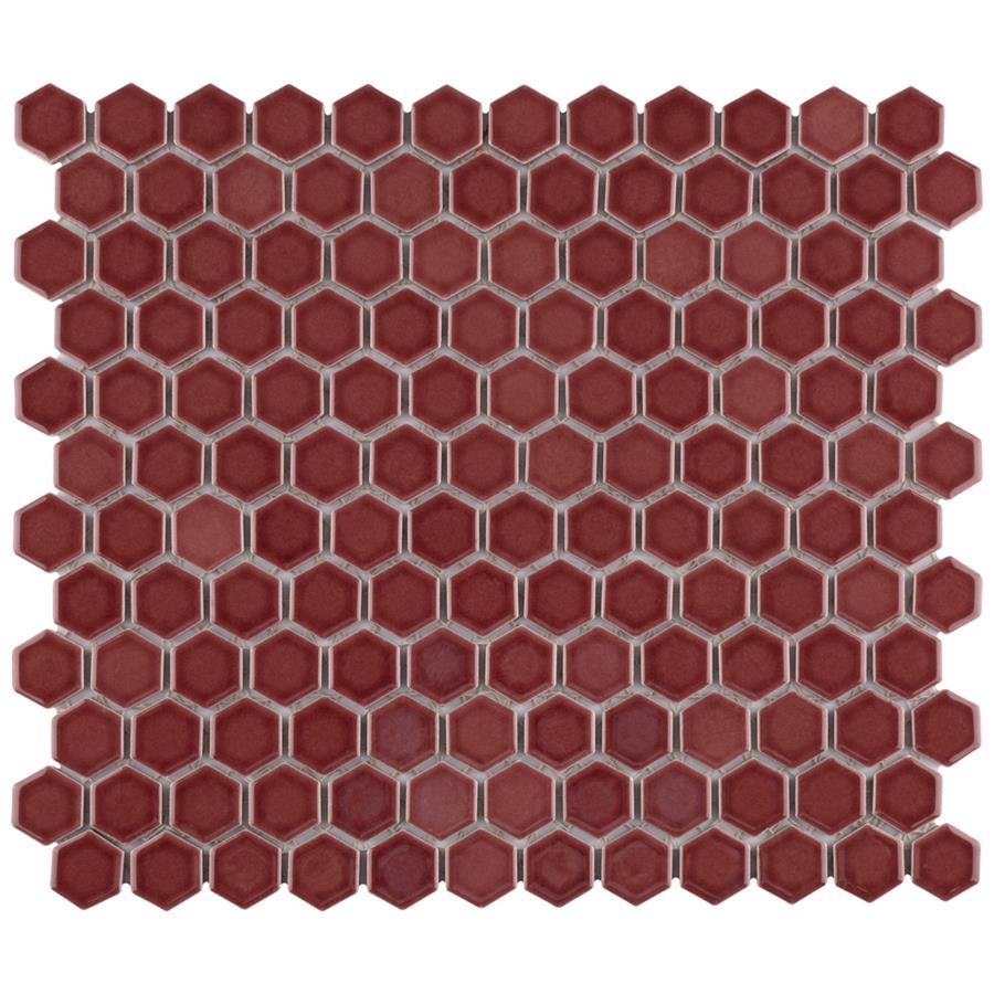 SomerTile - Tribeca Hex 1" Mosaic - Glossy Rusty Red