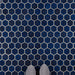 SomerTile - Tribeca Hex 2" Mosaic - Glossy Cobalt Floor Install