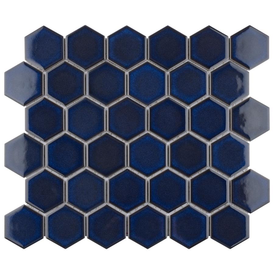 SomerTile - Tribeca Hex 2&quot; Mosaic - Glossy Cobalt