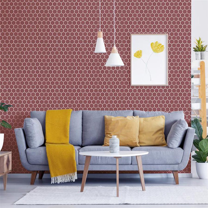 SomerTile - Tribeca Hex 2" Mosaic - Glossy Blush Wall Install