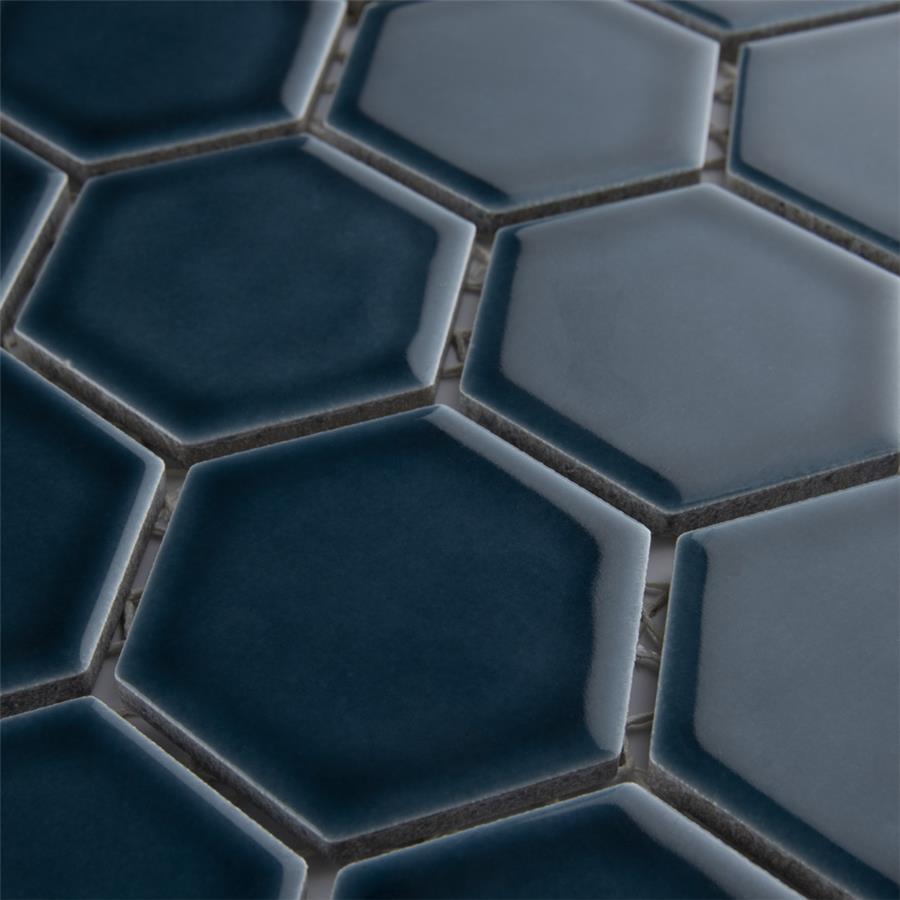 SomerTile - Tribeca Hex 2&quot; Mosaic - Glacier Blue Close View