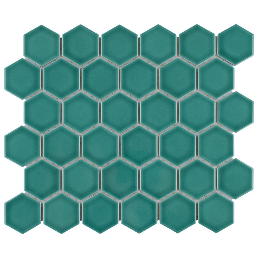 SomerTile - Tribeca Hex 2&quot; Mosaic - Glossy Jade